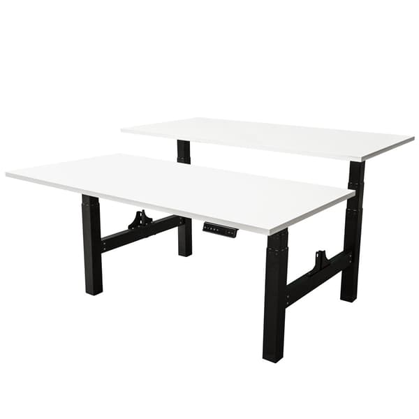 Elektrisk justerbart duobord - 140x80 cm - To dobbeltmotor - Sort / hvid