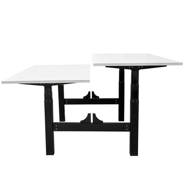 Elektriskt justerbart duo skrivbord - 160x80 cm - Två dubbla motorer - Svart / Vit