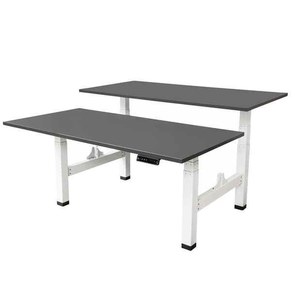 Elektrisk justerbart duobord - 180x80 cm - To dobbeltmotor - Hvid / Antracit