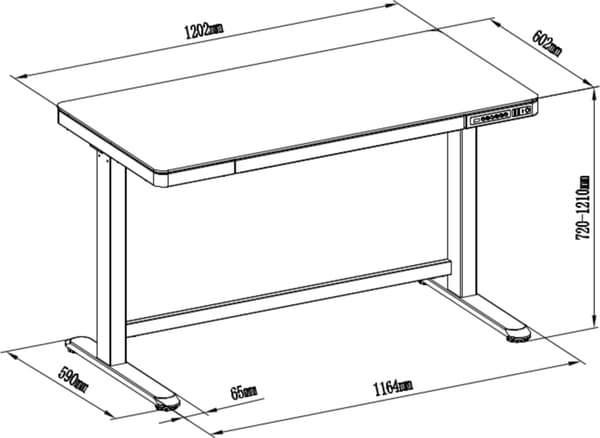 Elektrisk justerbart skrivebord - Hvidt glas - 120x60 cm