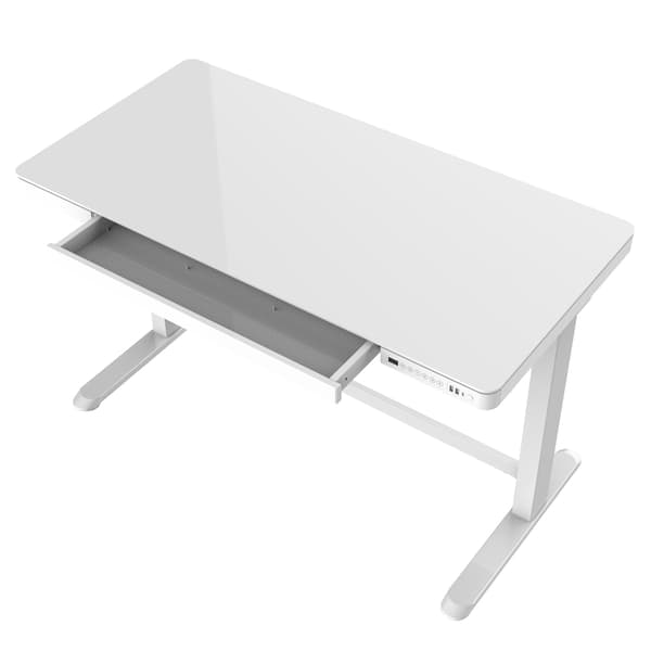 Elektrisk justerbart skrivebord - Hvidt glas - 120x60 cm