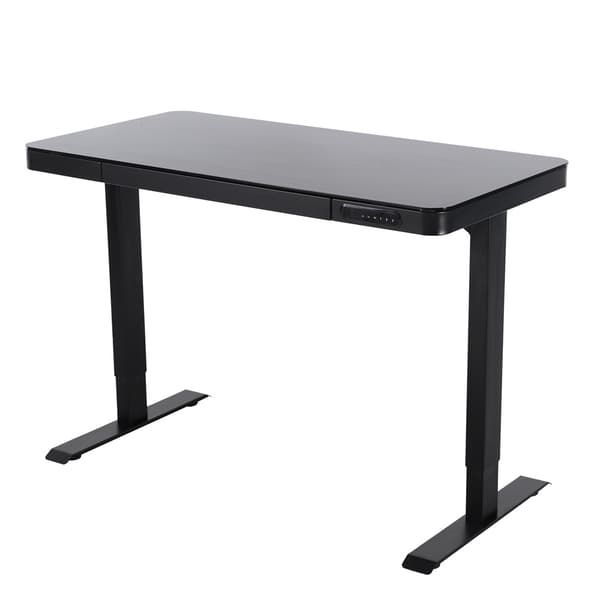 Elektrisk justerbart skrivebord - 120x60 cm - Glas - Sort