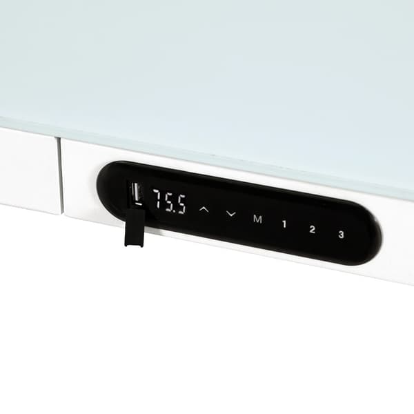 Elektriskt justerbart skrivbord - 120x60 cm - Glas - Vit