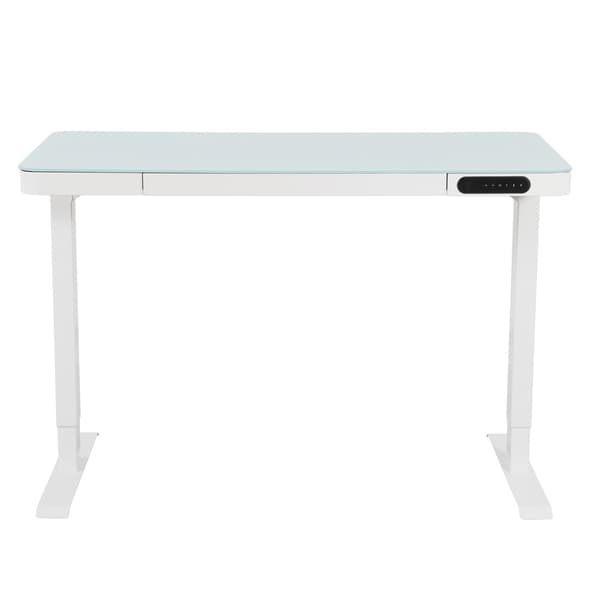 Elektriskt justerbart skrivbord - 120x60 cm - Glas - Vit