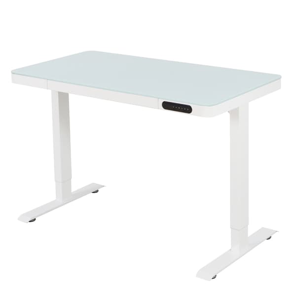 Elektrisk justerbart skrivebord - 120x60 cm - Glas - Hvid