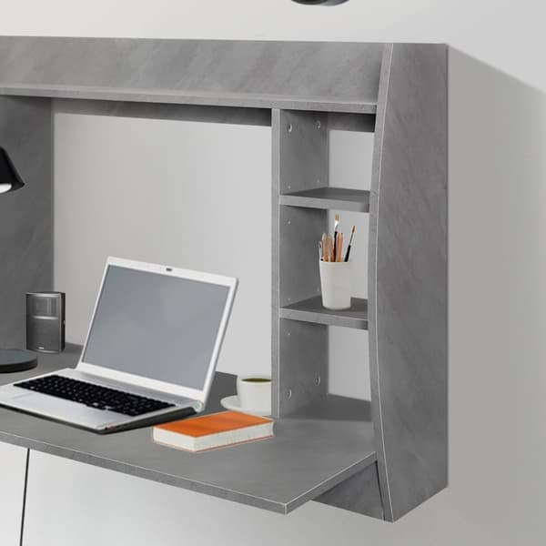 ML Design seinäpöytä harmaa betoni, 110x75x48 cm, ripustuspöytä tukevalla hyllyelementillä ja tilavilla osastoilla
