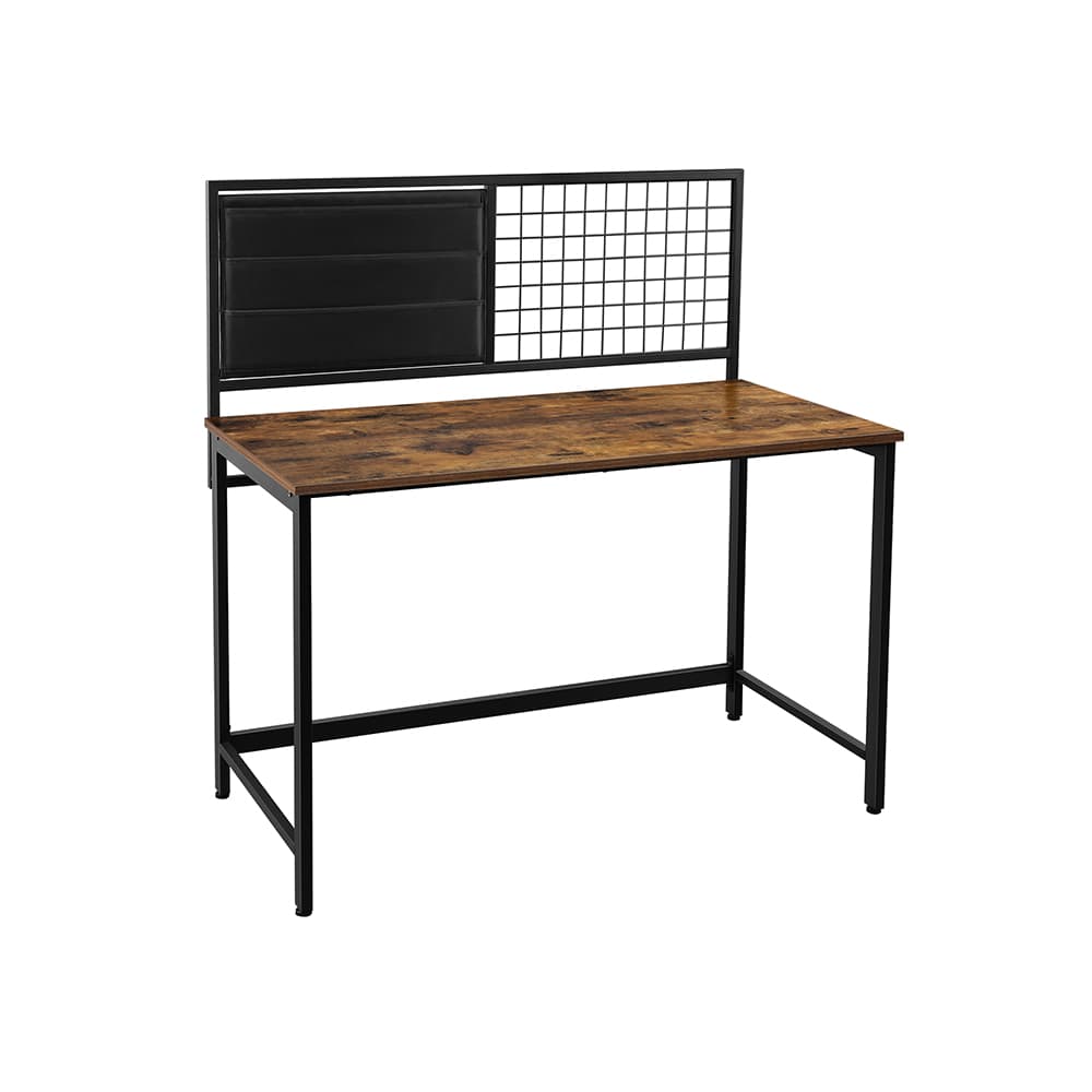 Segenns datorbord - Skrivbord - med rutnät och förvaringsfack av tyg - Stålram - 118 cm lång - Industriell design - Vintage Brun-Svart