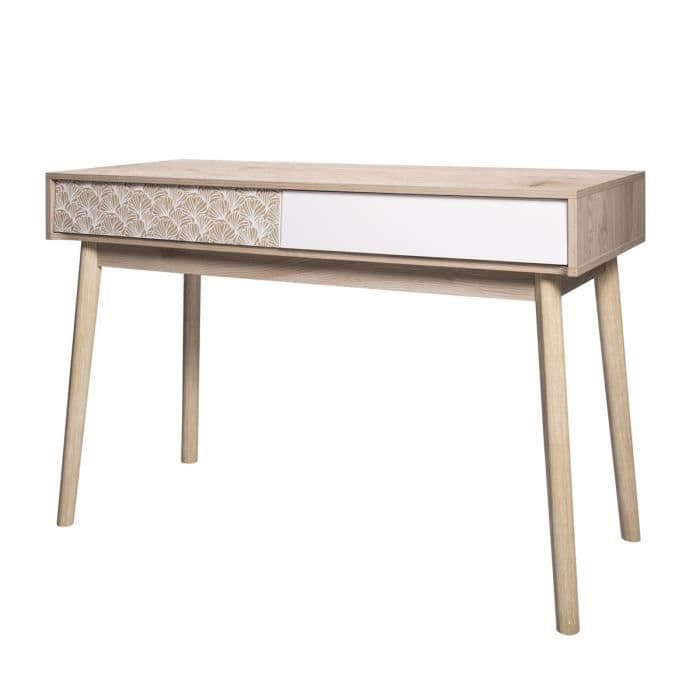 SOFIA Skrivbord 3 lådor - Trä med mönster - L 120 x D 55 x H 78 cm