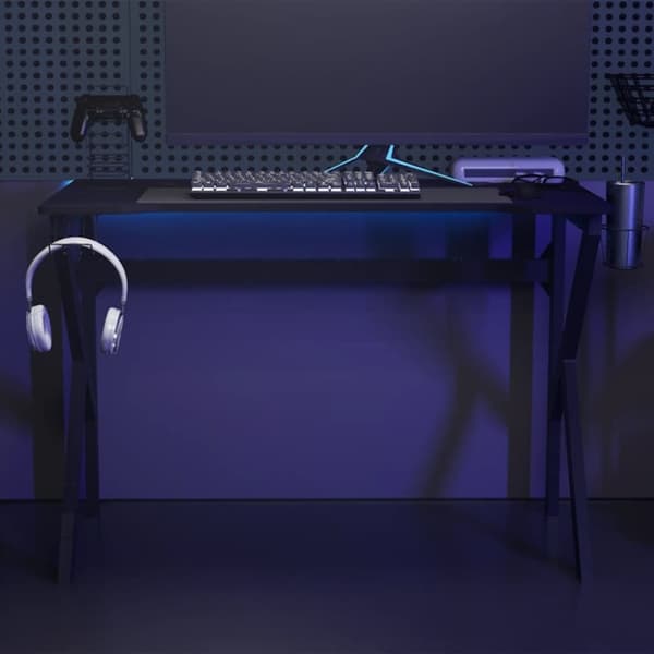 vidaXL gamerbord med K-formede ben 110x60x75 cm sort