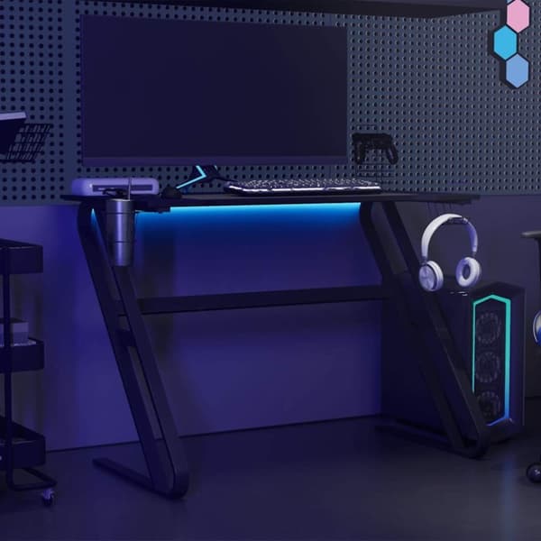 vidaXL Gamingbord med ZZ-formede ben svart 110x60x75 cm
