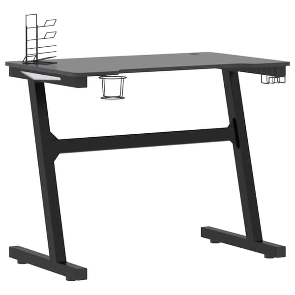 vidaXL Pelipöytä LED-valot ja Z-muotoisilla jaloilla musta 90x60x75 cm