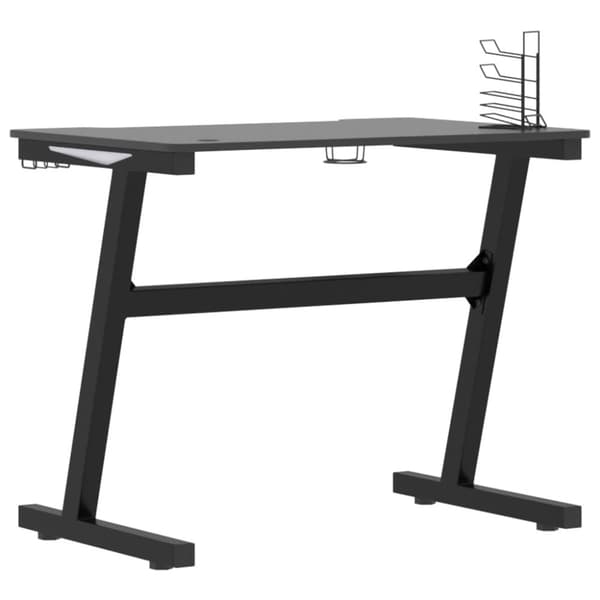 vidaXL Gamingskrivbord LED med Z-formade ben svart 90x60x75 cm