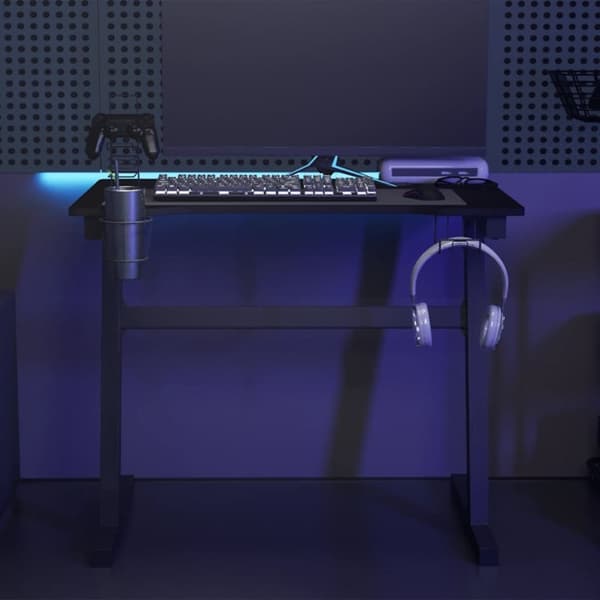 vidaXL Gamingskrivbord LED med Z-formade ben svart 90x60x75 cm