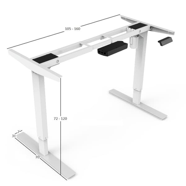 Sähköisesti säädettävä työpöytä - 160x80 cm - Yksimoottori - Valkoinen / Tumma tammi