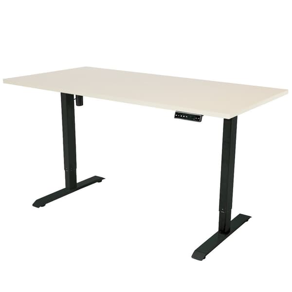 Elektriskt justerbart skrivbord - 160x80 cm - Enkelmotor - Svart / Ljus ek