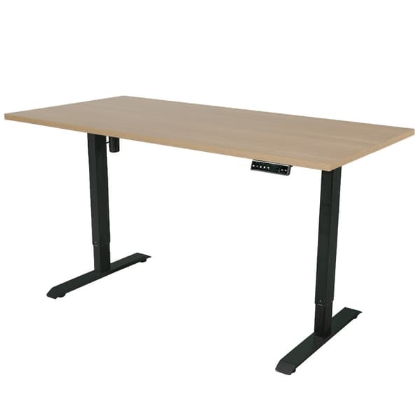 Elektrisk justerbart skrivebord - 160x80 cm - Sort / Eg