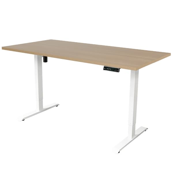 Elektrisk justerbart skrivebord - 180x80 cm - Hvid / Eg
