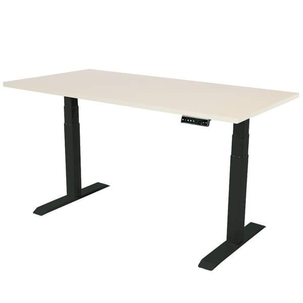 Elektrisk justerbart skrivebord - 140x80 cm - Dobbeltmotor - Sort / Lys eg
