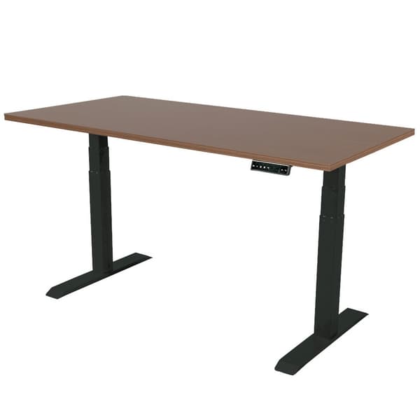 Justerbart skrivebord 140x80 cm - Dual - Sort / Mørk eg