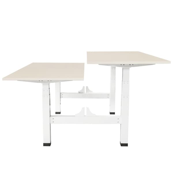 Justerbart duo skrivbord - 140x80 cm - Vit / Ljus ek