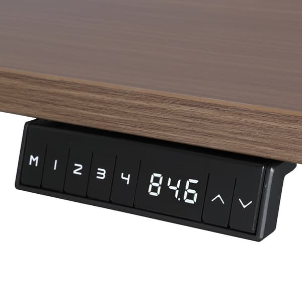 Justerbart duo skrivebord - 140x80 cm - Hvid / Mørk Eg