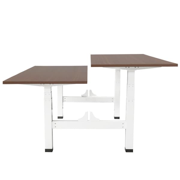 Justerbart duo skrivebord - 140x80 cm - Hvid / Mørk Eg
