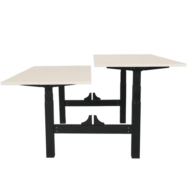 Justerbart duo skrivbord - 140x80 cm - Svart / Ljus ek