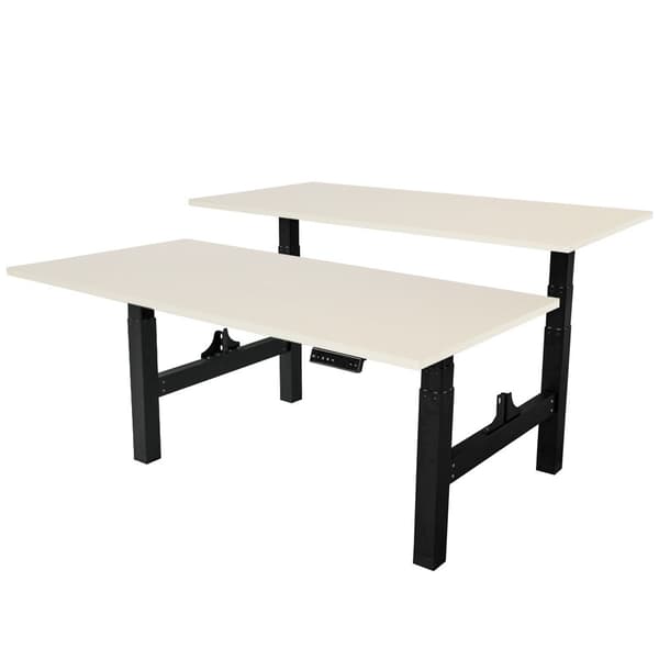 Justerbart duo skrivebord - 140x80 cm - Sort / Lys eg
