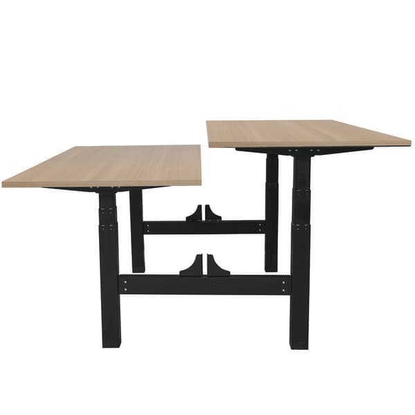 Justerbart duo skrivebord - 140x80 cm - Sort / Eg