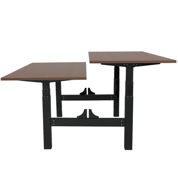 Justerbart duo skrivebord - 160x80 cm - Sort / Mørk Eg