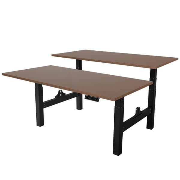 Justerbart duo skrivebord - 180x80 cm - Sort / Mørk Eg