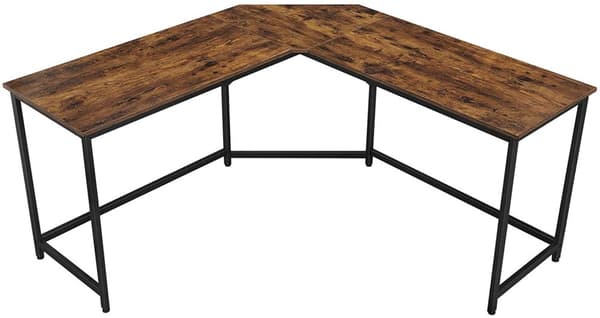 Hörnskrivbord - L-Formad vintage brun-svart