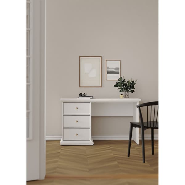 Venedig skrivebord med 3 skuffer bredde 130 cm, højde 73 cm hvid.