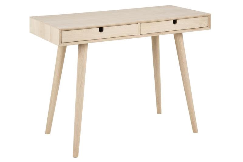 Cent skrivbord med 2 lådor ek, vitpigmenterad olja.