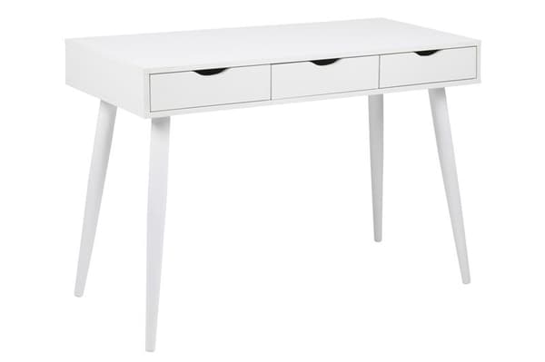 Nula skrivebord med 3 skuffer i hvid.