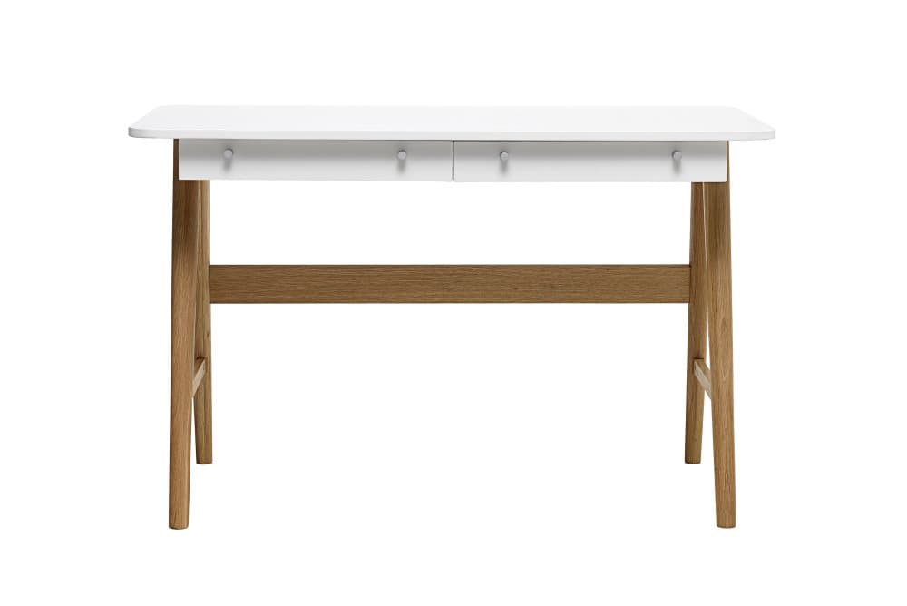 Tula skrivbord med 2 lådor vit, fanerad och massiv ek.