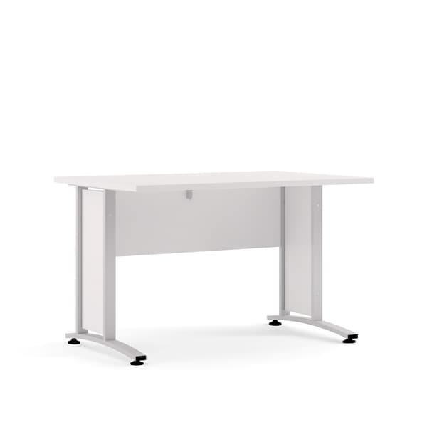 Prisme skrivebord hvid og sølvgrå stål.