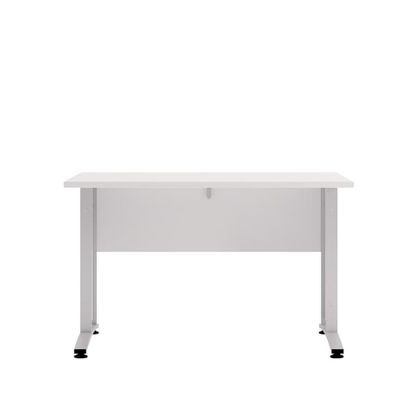 Prisme skrivebord hvid og sølvgrå stål.