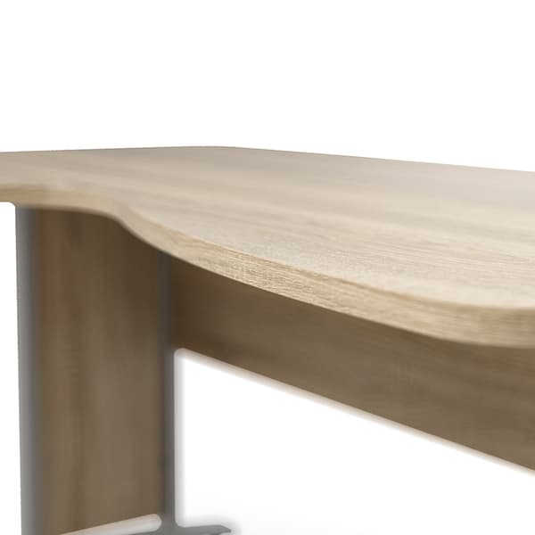 Prisme skrivbord 3 lådor, vit/ekmönstrat.