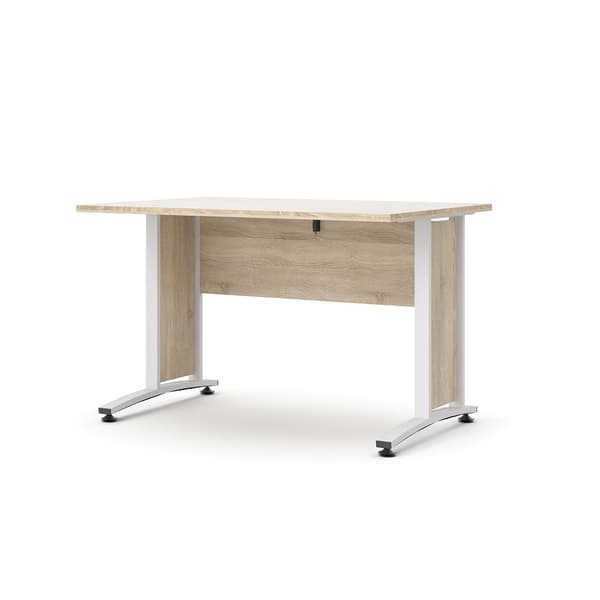 Prisme skrivebord B eg struktur dekor og hvid.