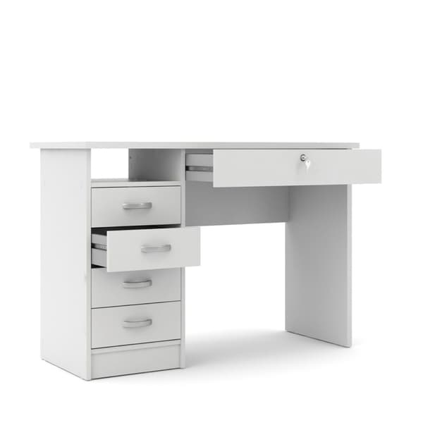 Fula skrivebord 5 skuffer hvid.