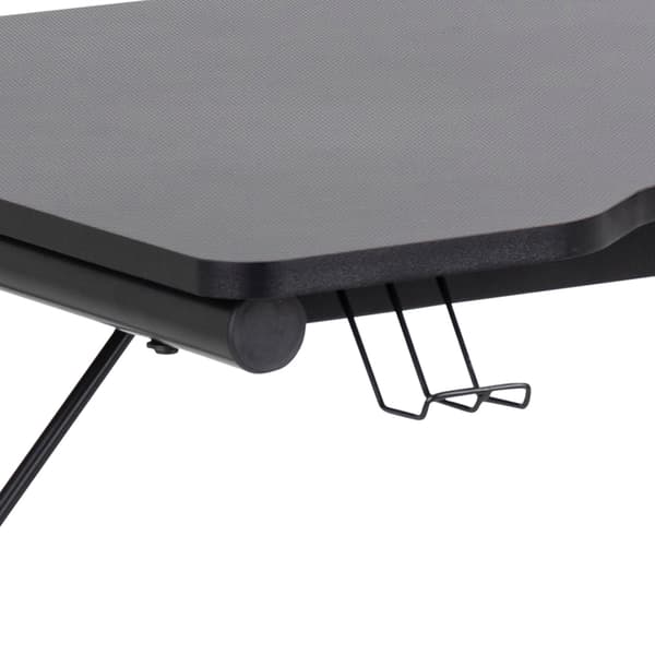 Trops skrivbord för gaming, med mugghållare svart.