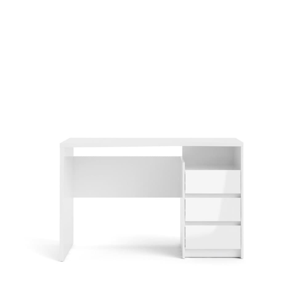 Fula skrivbord 3 lådor vit högglans.