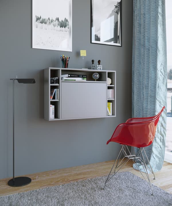 Wandila skrivbord , laptopbord vägghängt skrivskiva och 7 fack grå.