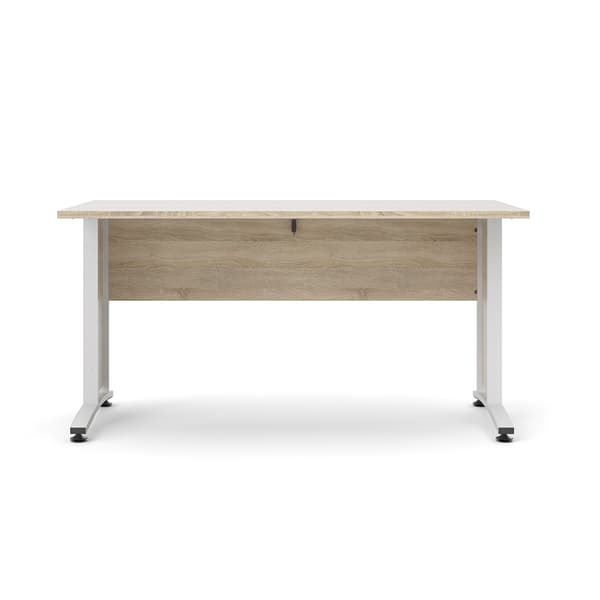 Prisme skrivebord C eg struktur dekor og hvid.