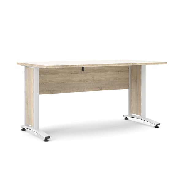 Prisme skrivebord C eg struktur dekor og hvid.