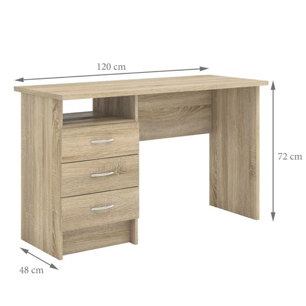 Fula skrivebord 3 skuffer eik struktur.