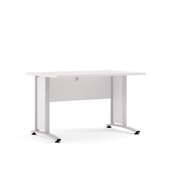 Prisme  skrivebord   hvit og sølvgrå stål.