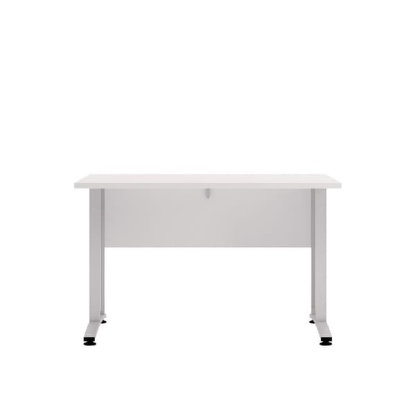 Prisme  skrivebord   hvit og sølvgrå stål.