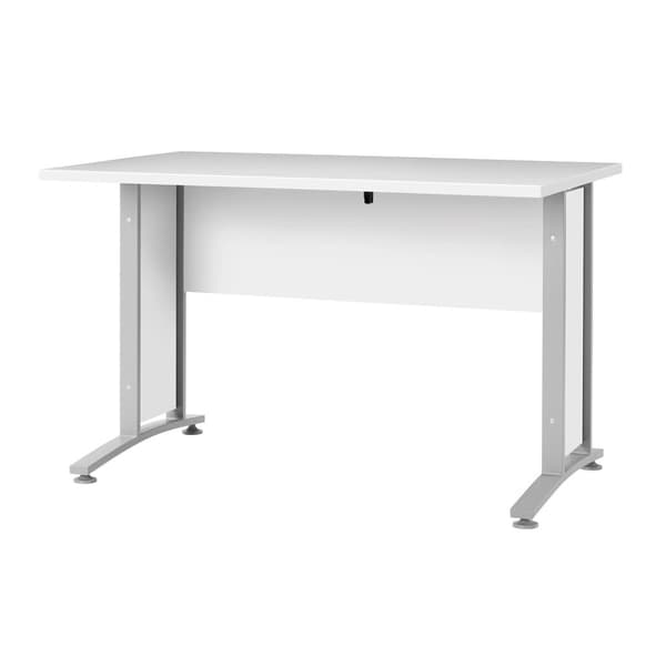 Prisme  skrivebord   hvit og sølvgrå stål.